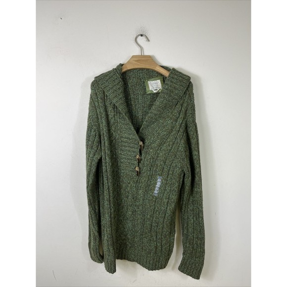 Old Navy Sweater Women Green Cable Knit Chunky Hooded Wool Blend NWT $34 - Picture 1 of 7